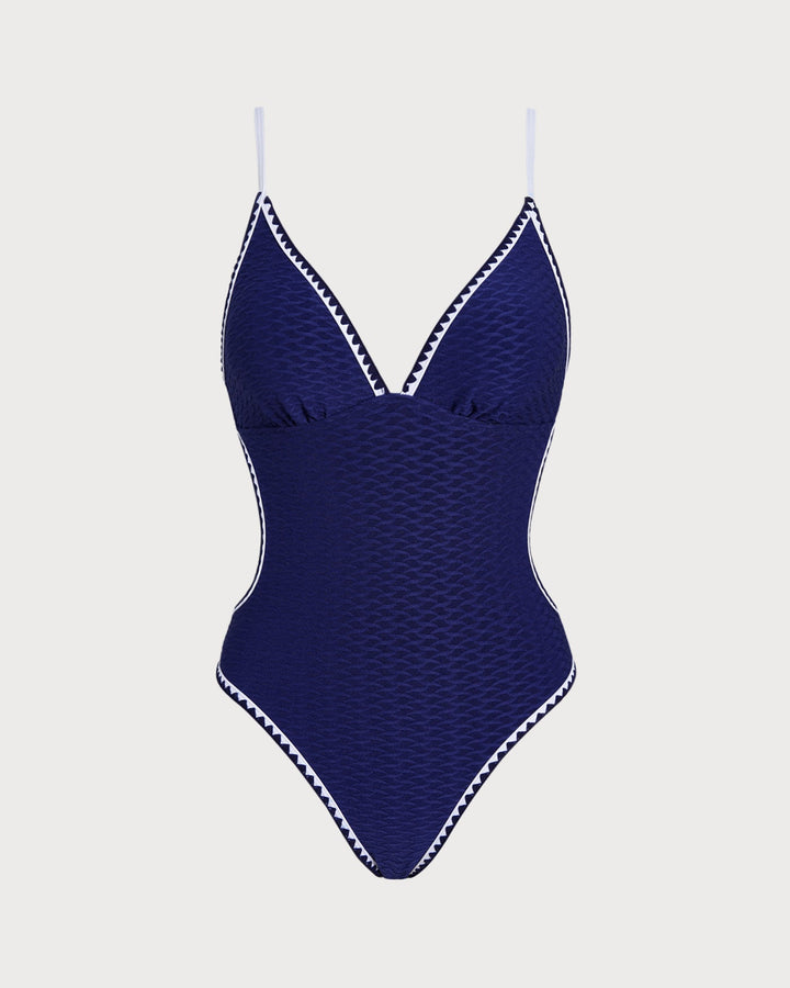 Bralette Croisée Bleue Maillot de Bain Une Pièce