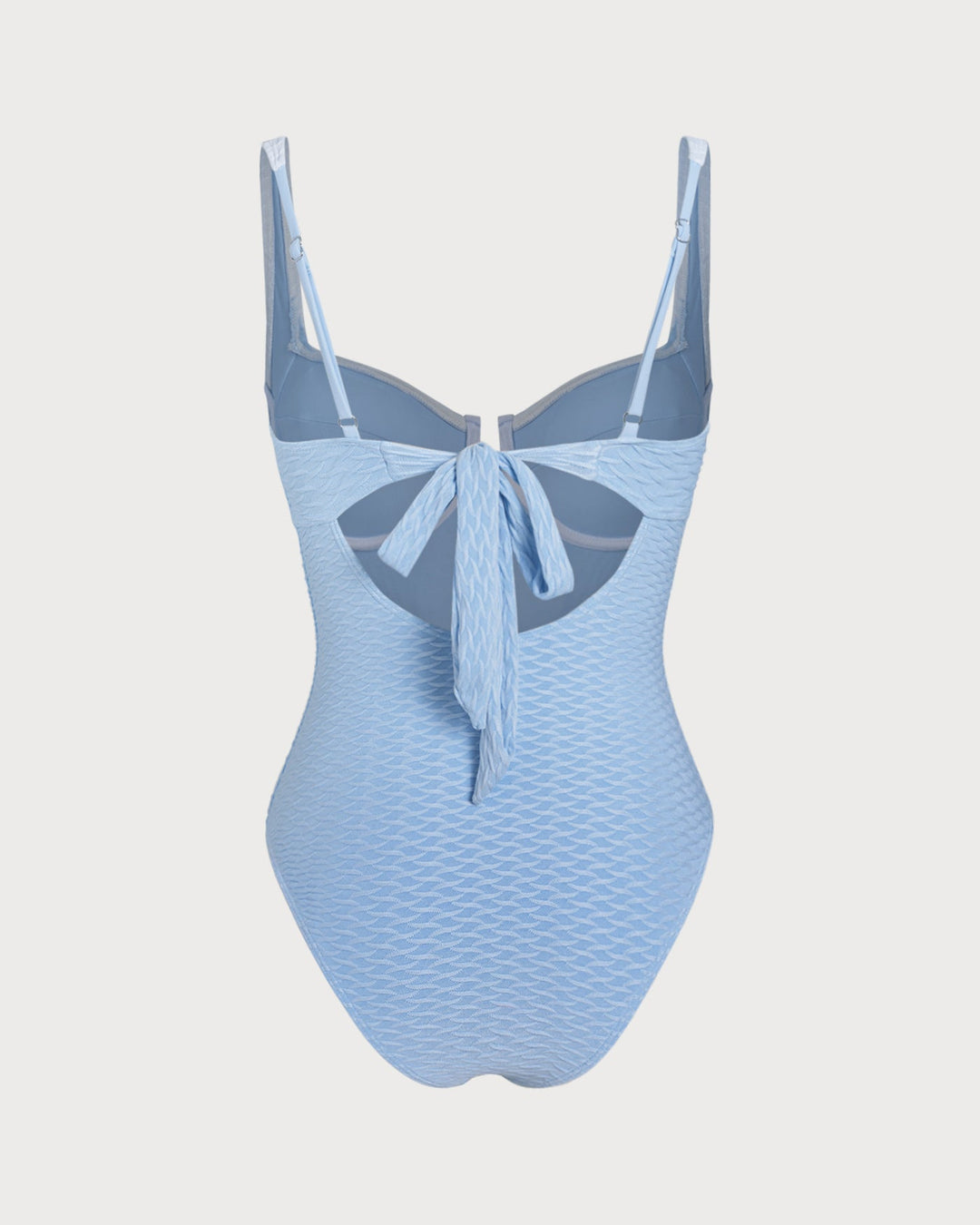 Maillot de bain une pièce à armatures contrastantes texturé bleu