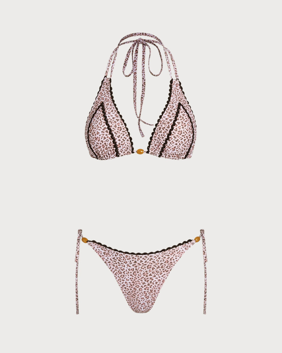 Ensemble de Bikini à Col Halter Imprimé Léopard