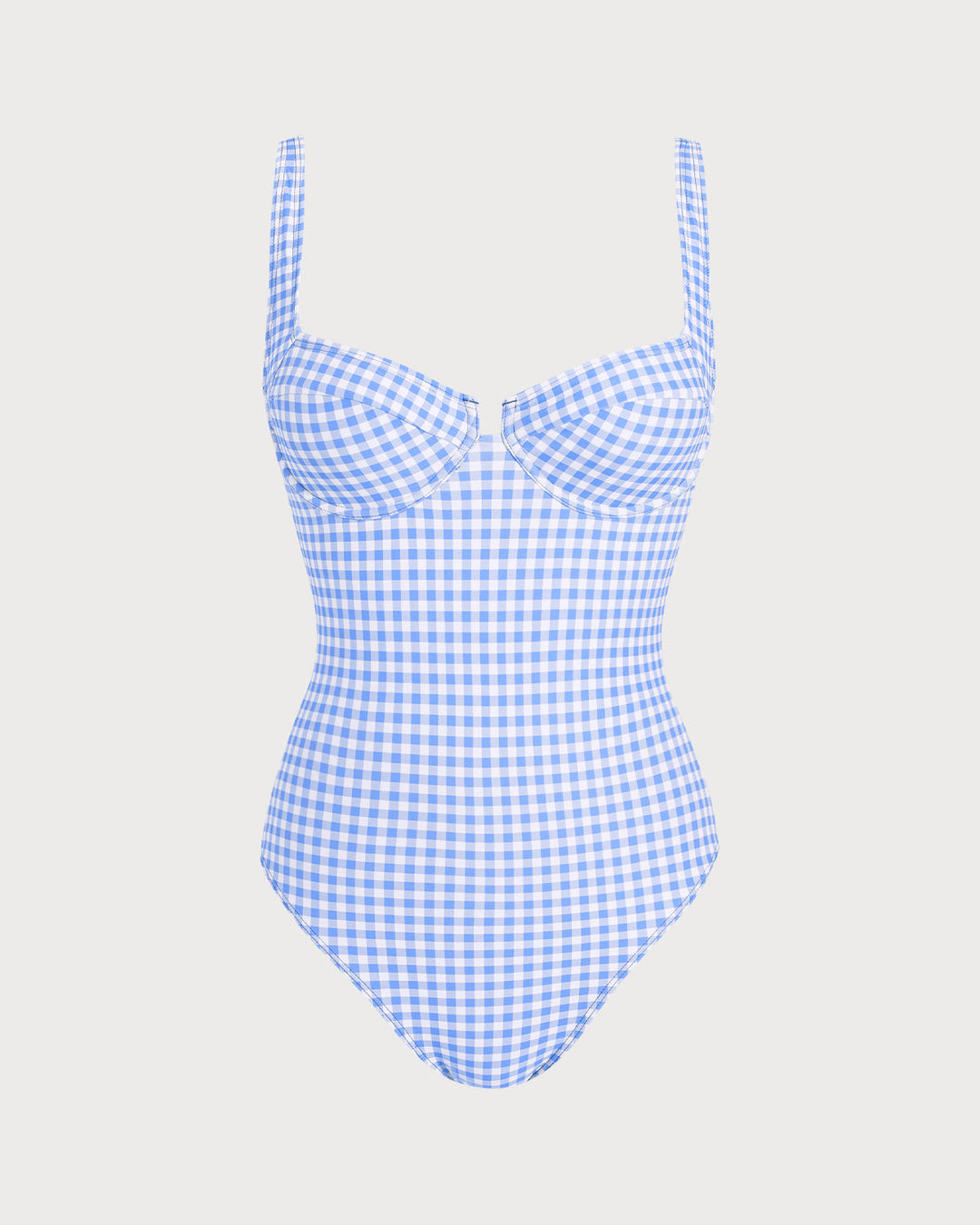 Maillot de bain une pièce à armatures à carreaux bleus
