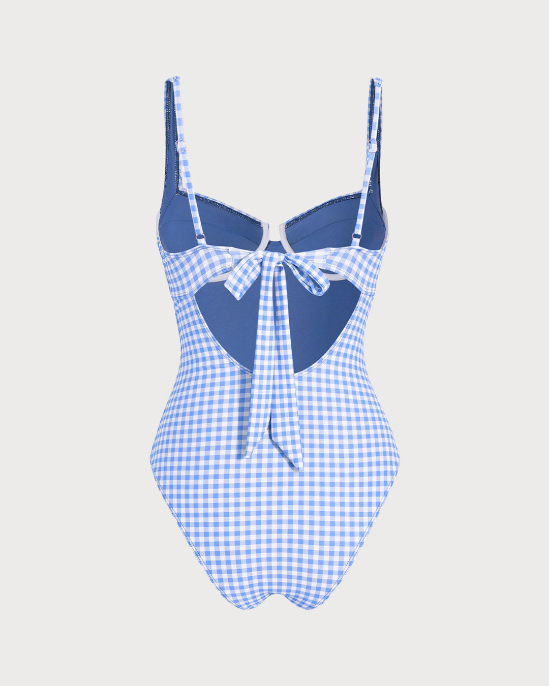 Maillot de bain une pièce à armatures à carreaux bleus