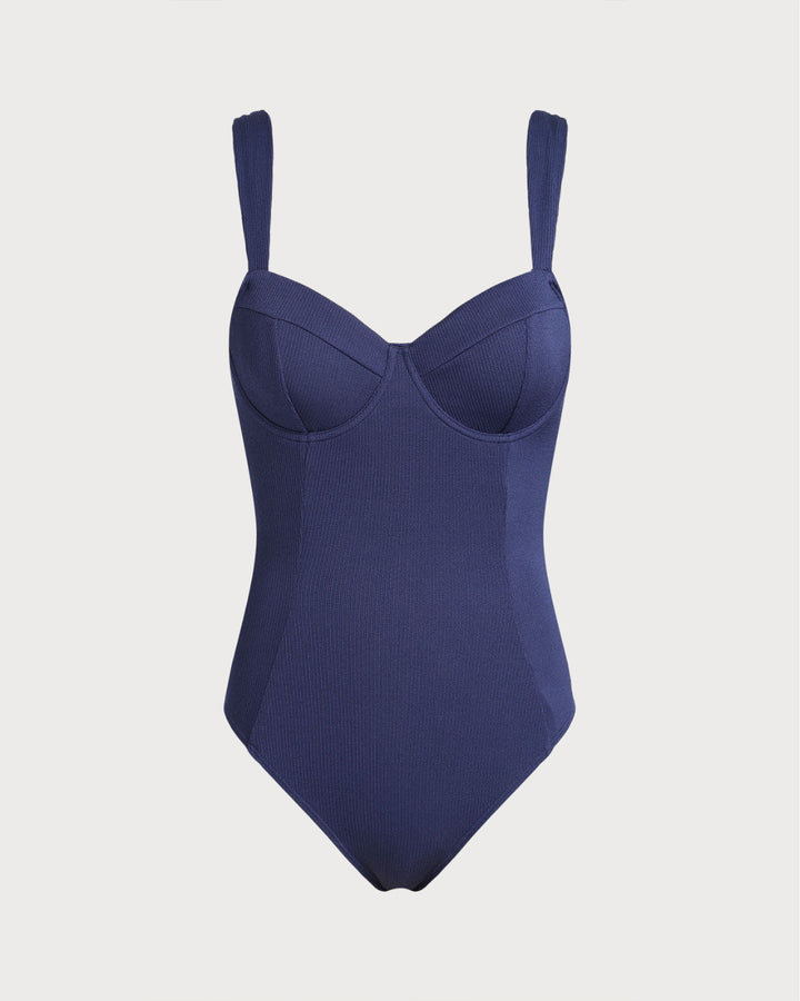 Maillot de bain une pièce bleu avec armatures
