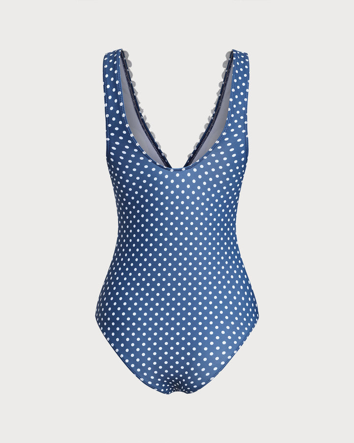 Maillot de bain une pièce à pois bleus