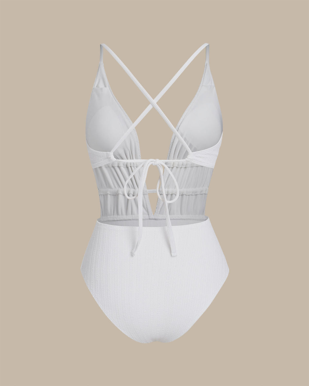 Bralette Blanche Texturée Maillot de Bain Une Pièce