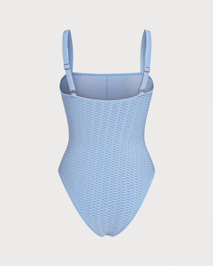 Maillot de bain une pièce bandeau bleu avec O-Ring