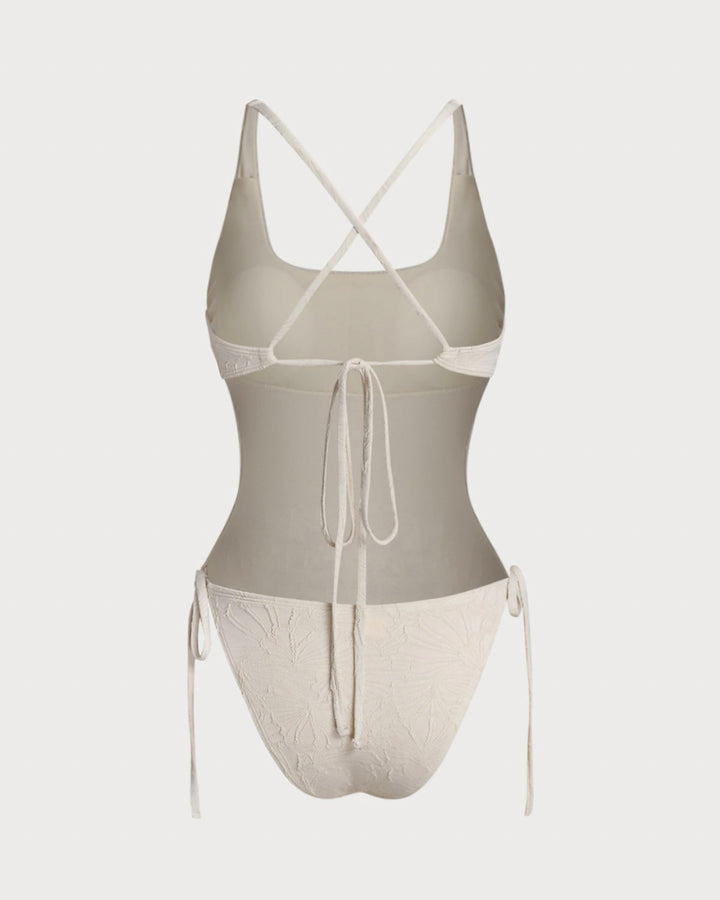 Bralette Texturée Off White Maillot de Bain Une Pièce