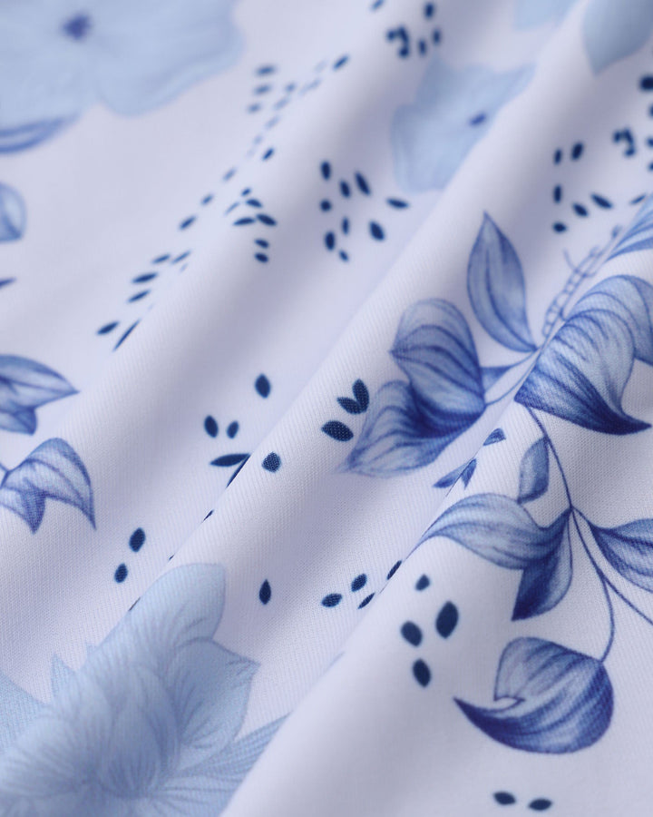 Maillot de Bain Une Pièce Floral Blanc Froncé