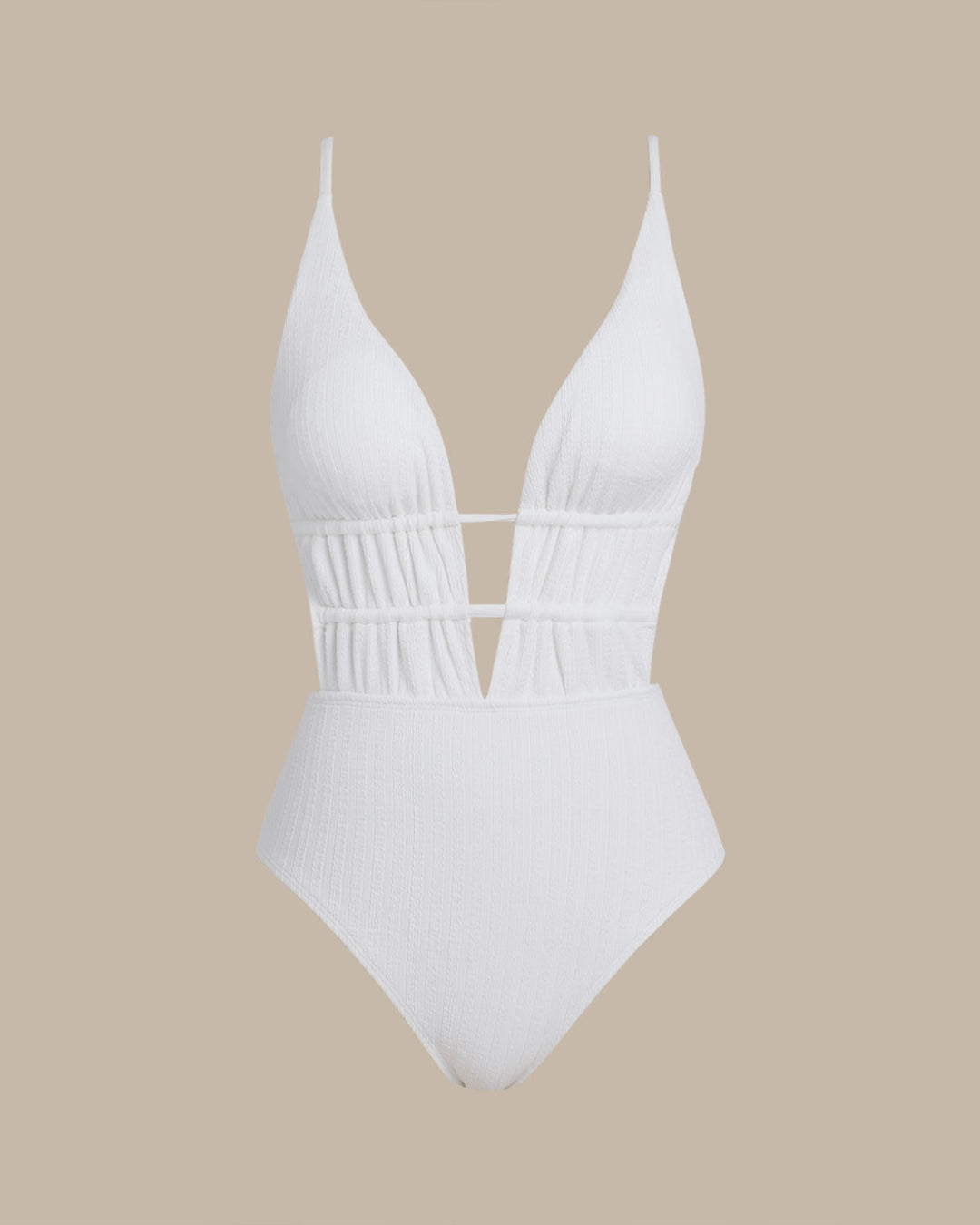 Bralette Blanche Texturée Maillot de Bain Une Pièce