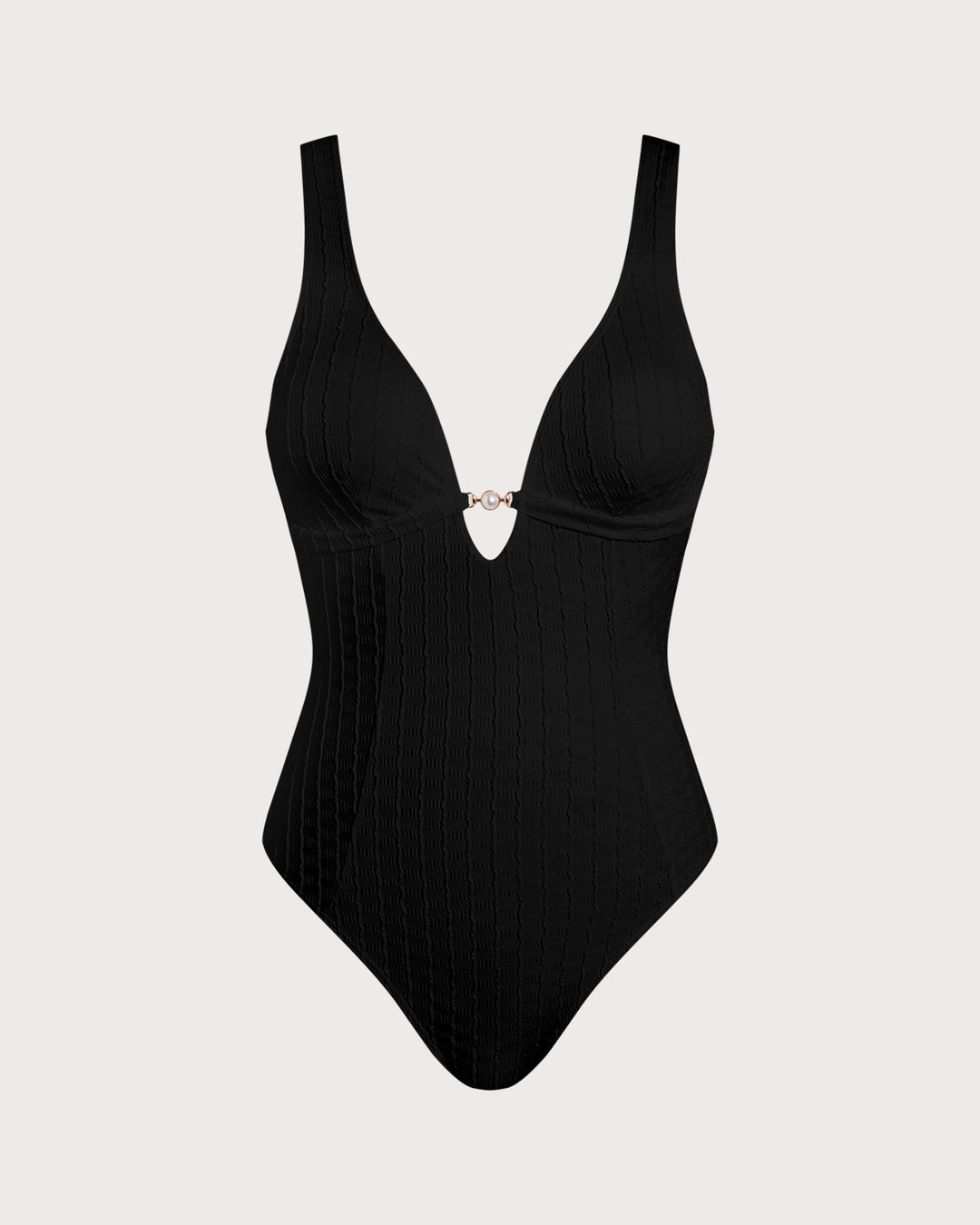 Maillot de bain une pièce noir à décolleté en V