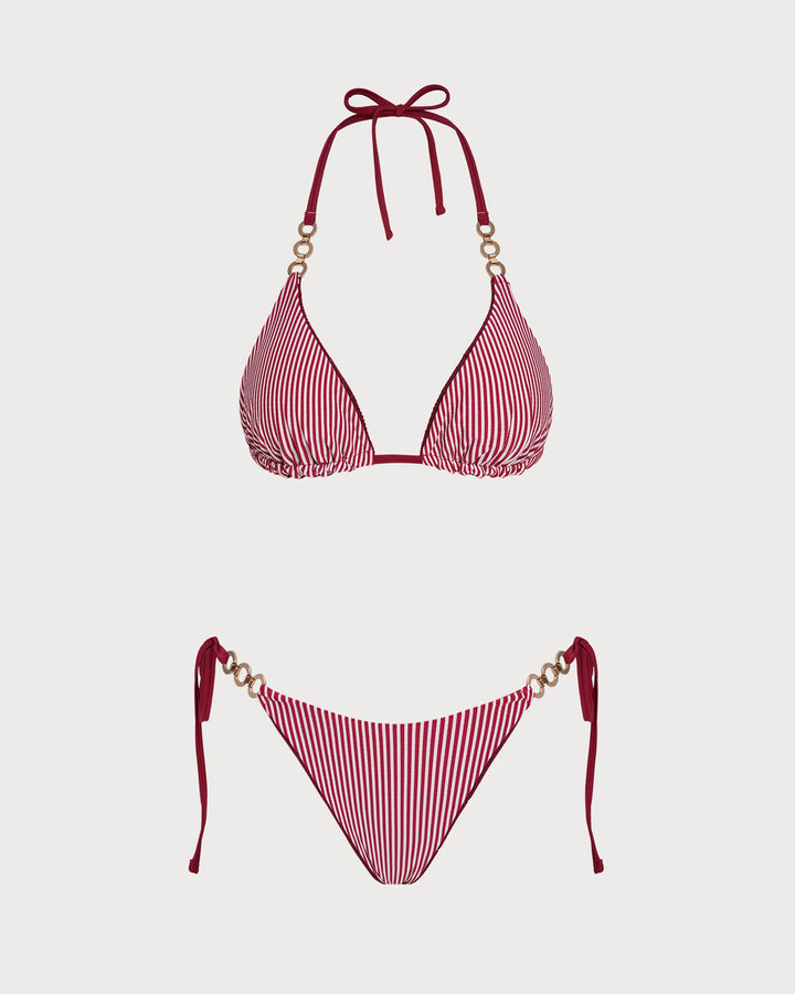 Ensemble de Bikini Réversible à Dos Nu en Rouge Brique