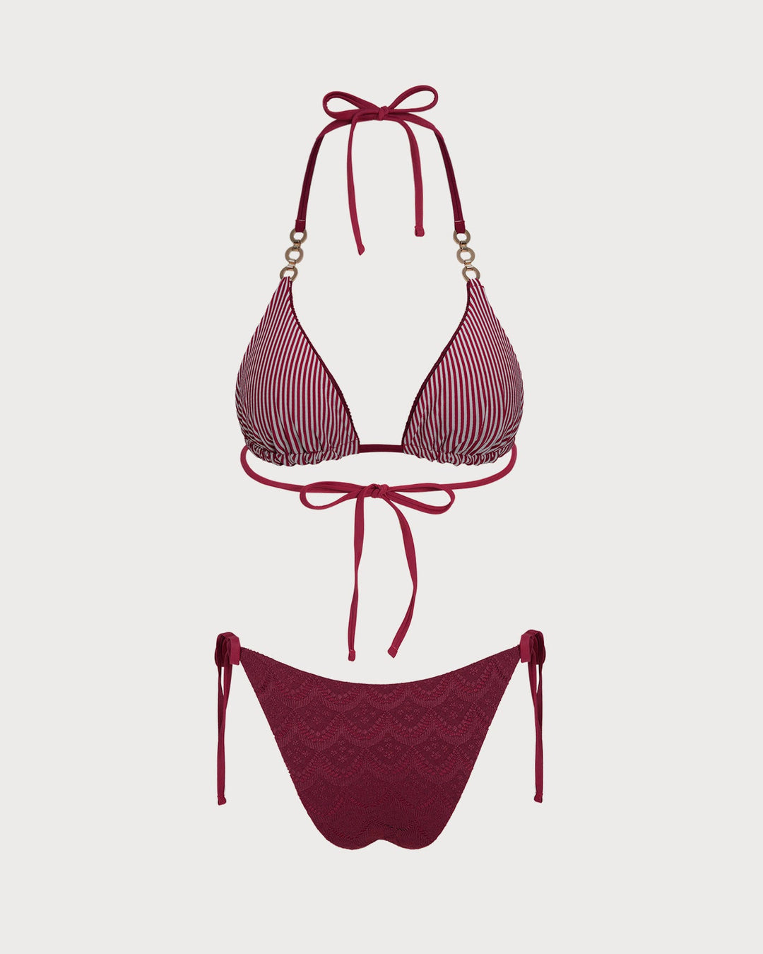 Ensemble de Bikini Réversible à Dos Nu en Rouge Brique