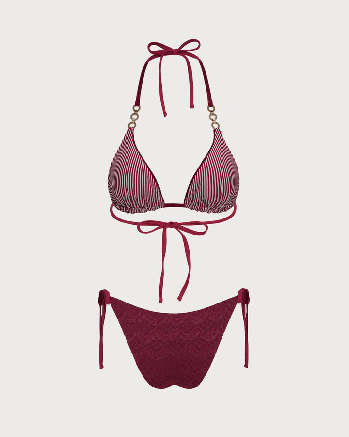 Ensemble de Bikini Réversible à Dos Nu en Rouge Brique