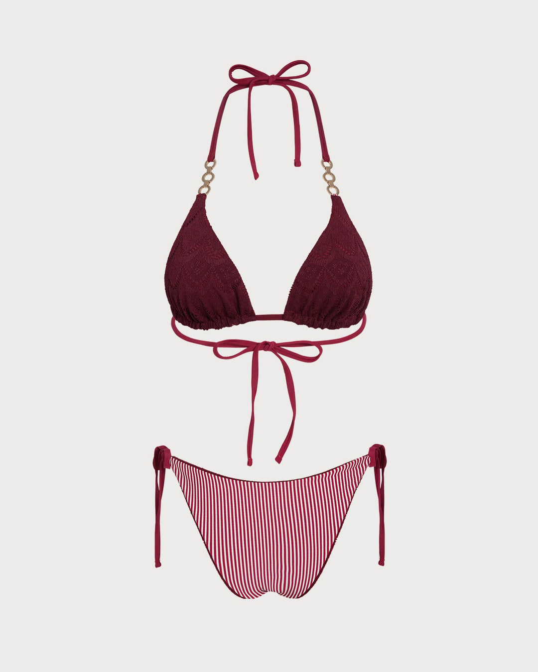 Ensemble de Bikini Réversible à Dos Nu en Rouge Brique