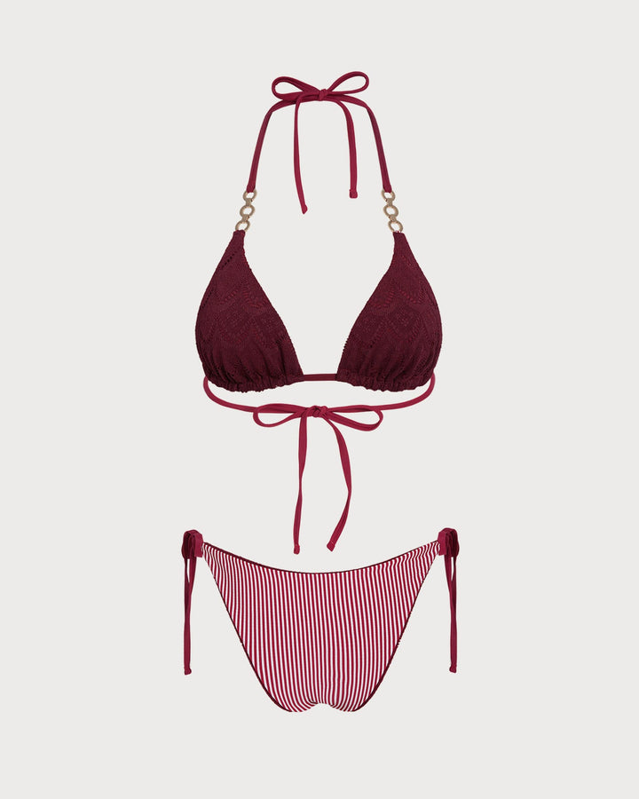 Ensemble de Bikini Réversible à Dos Nu en Rouge Brique