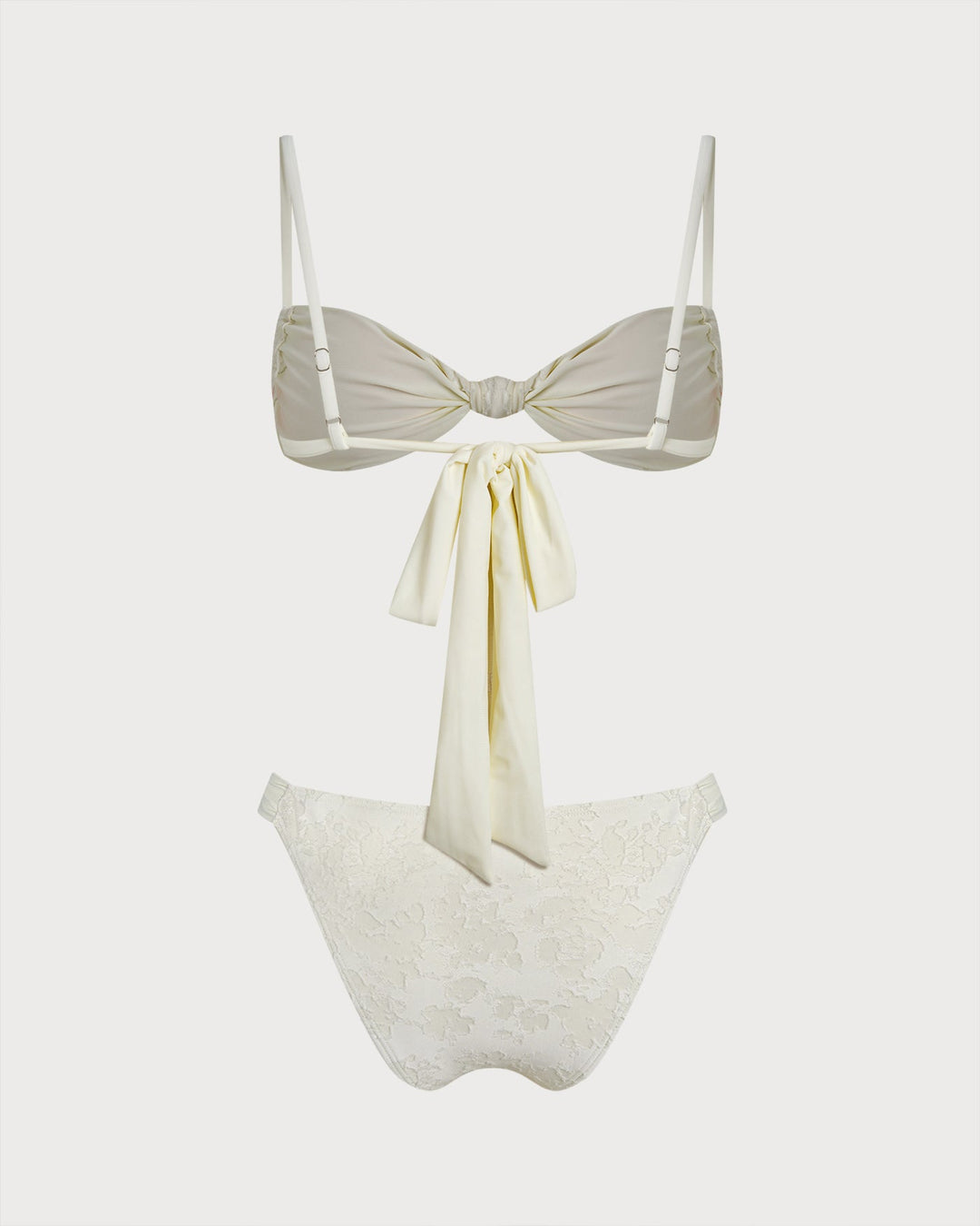 Ensemble de Bikini Triangle Texturé Blanc avec Cordon de Serrage
