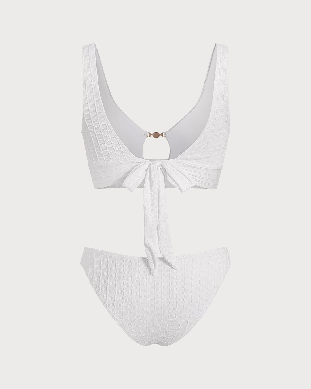 Ensemble de Tankini Blanc à Encolure U Découpée