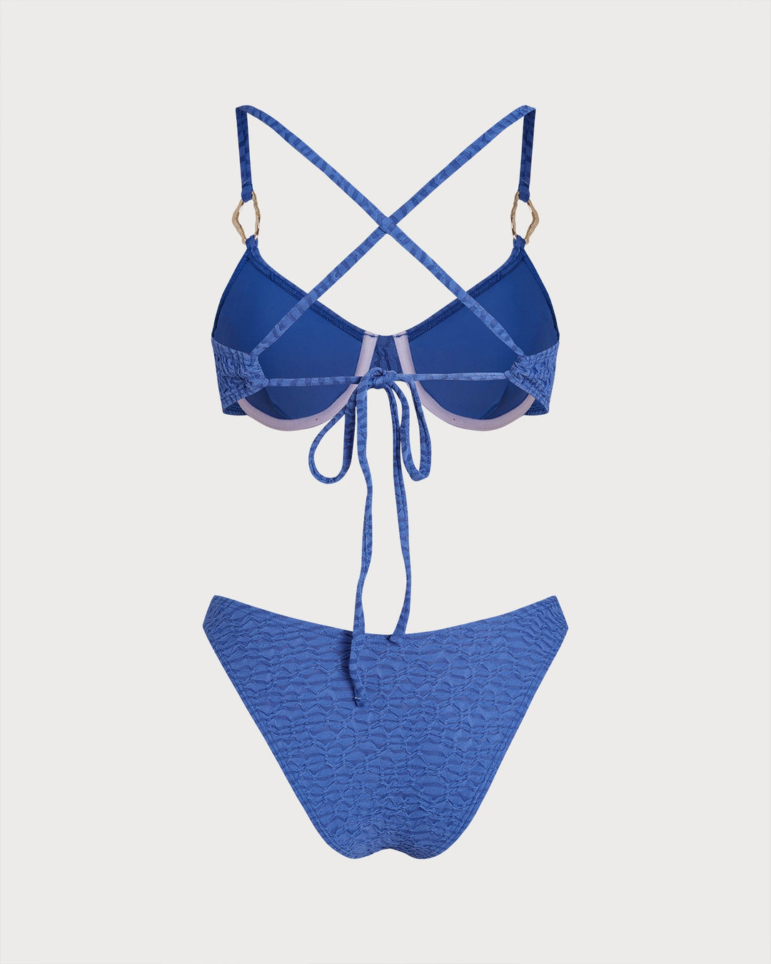 Ensemble de Bikini Texturé O-Ring Bleu Clair
