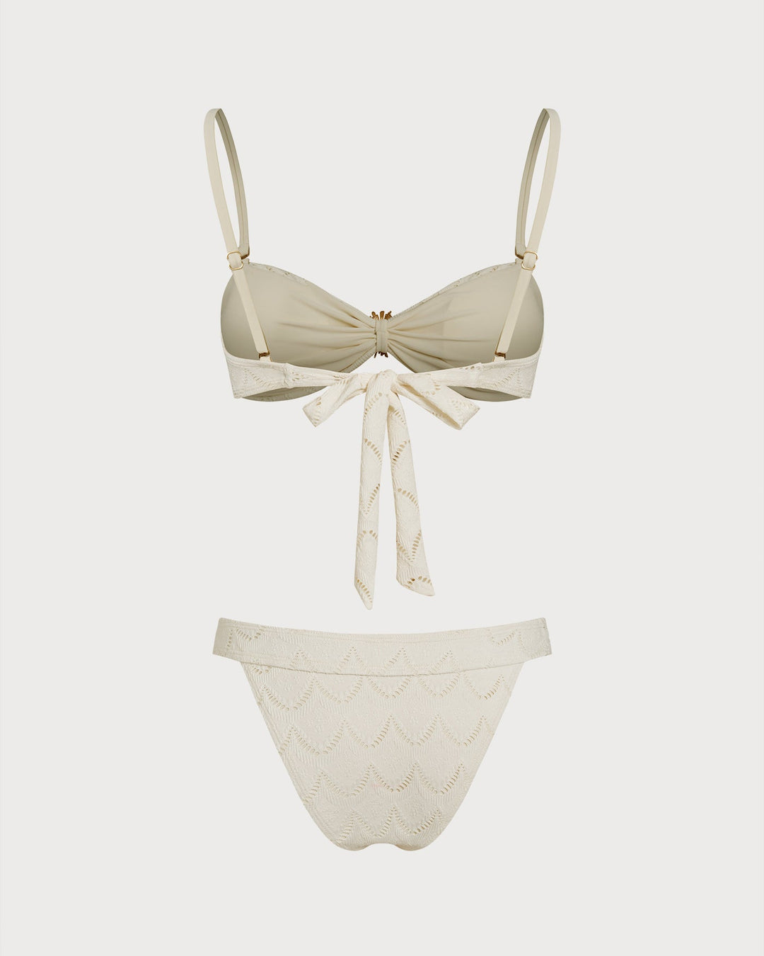 Ensemble de Bikini Bandeau à Cordon Off White