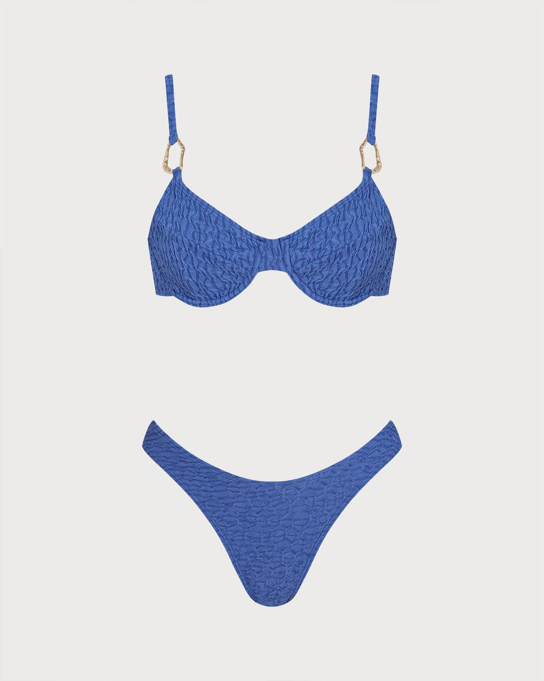 Ensemble de Bikini Texturé O-Ring Bleu Clair