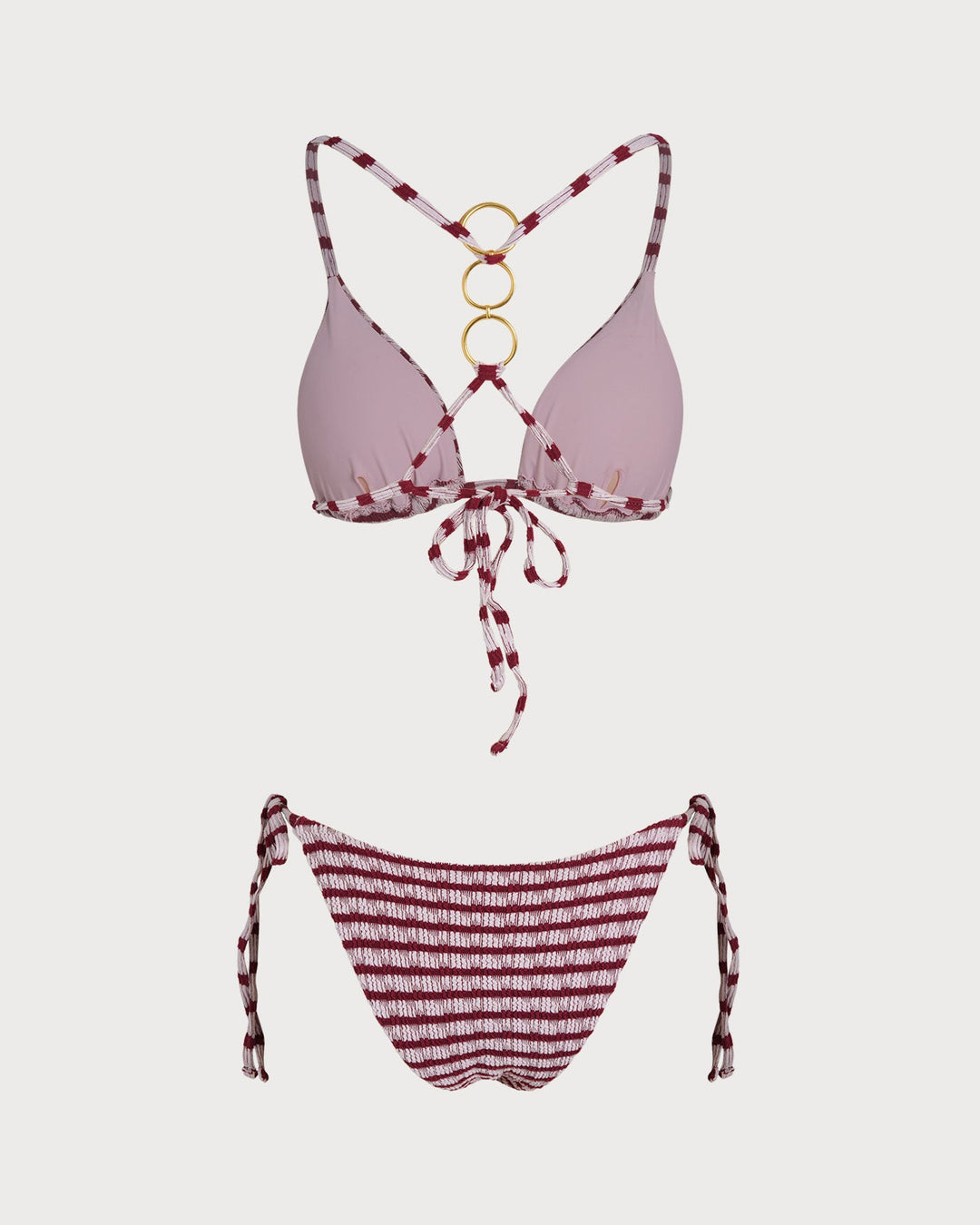 Ensemble de Bikini Triangle Rayé Rouge
