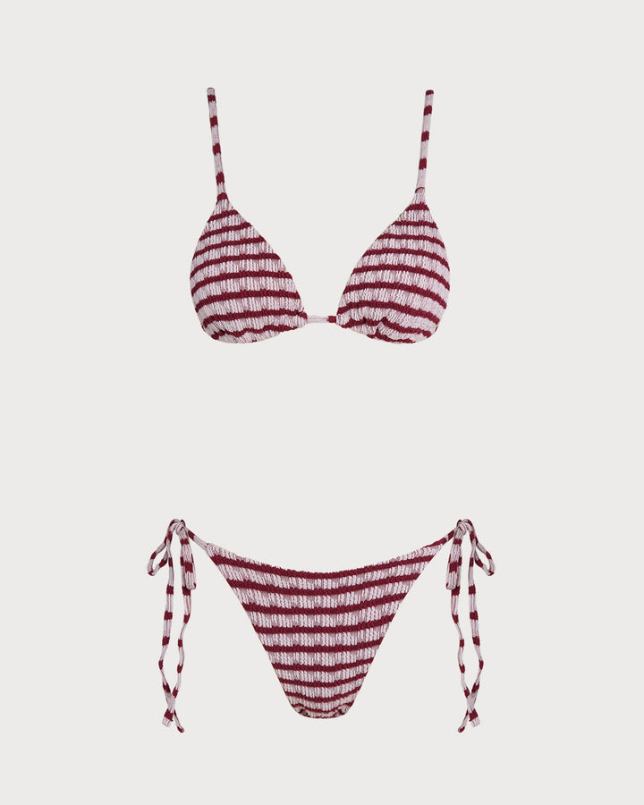 Ensemble de Bikini Triangle Rayé Rouge
