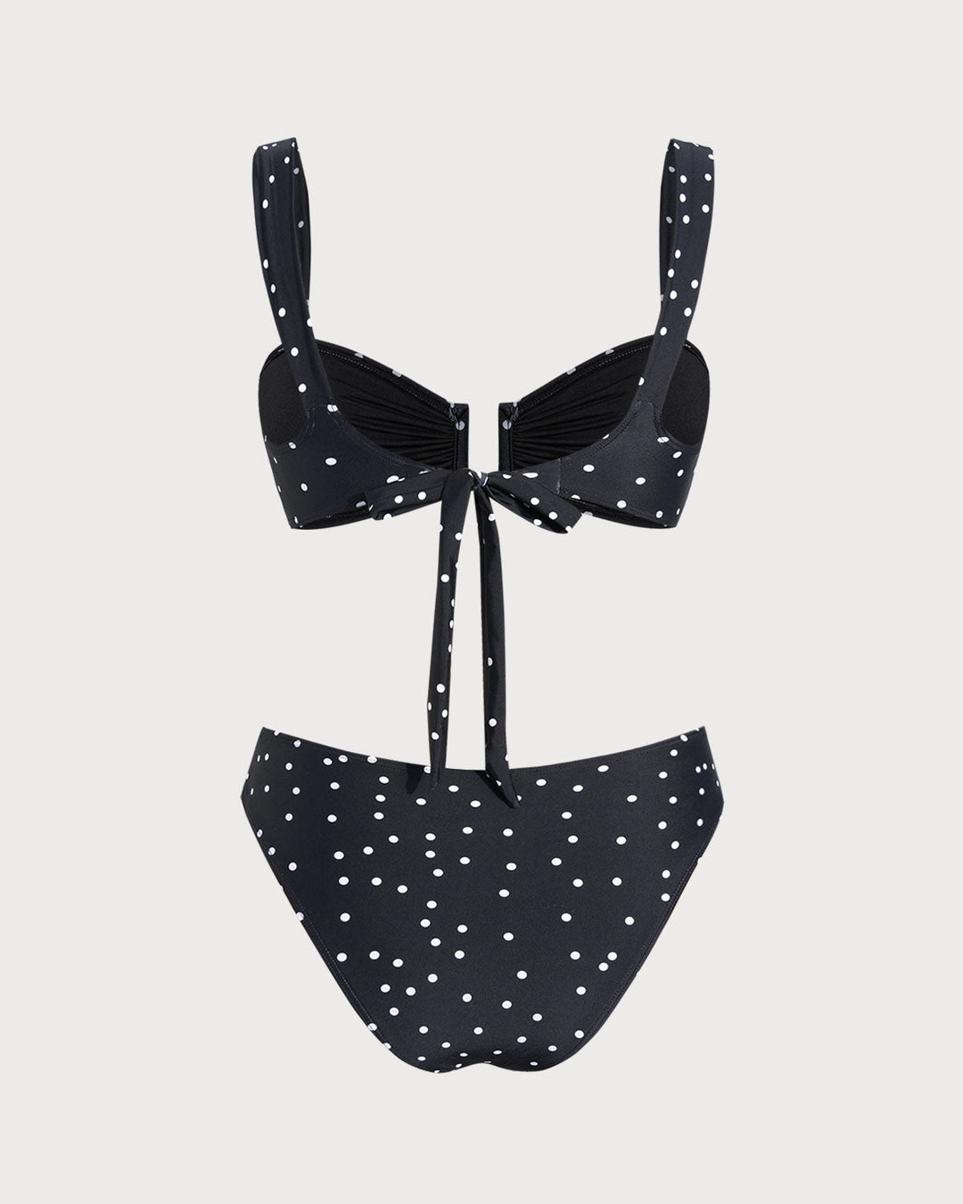 Ensemble de Bikini Bandeau à Pois Noirs