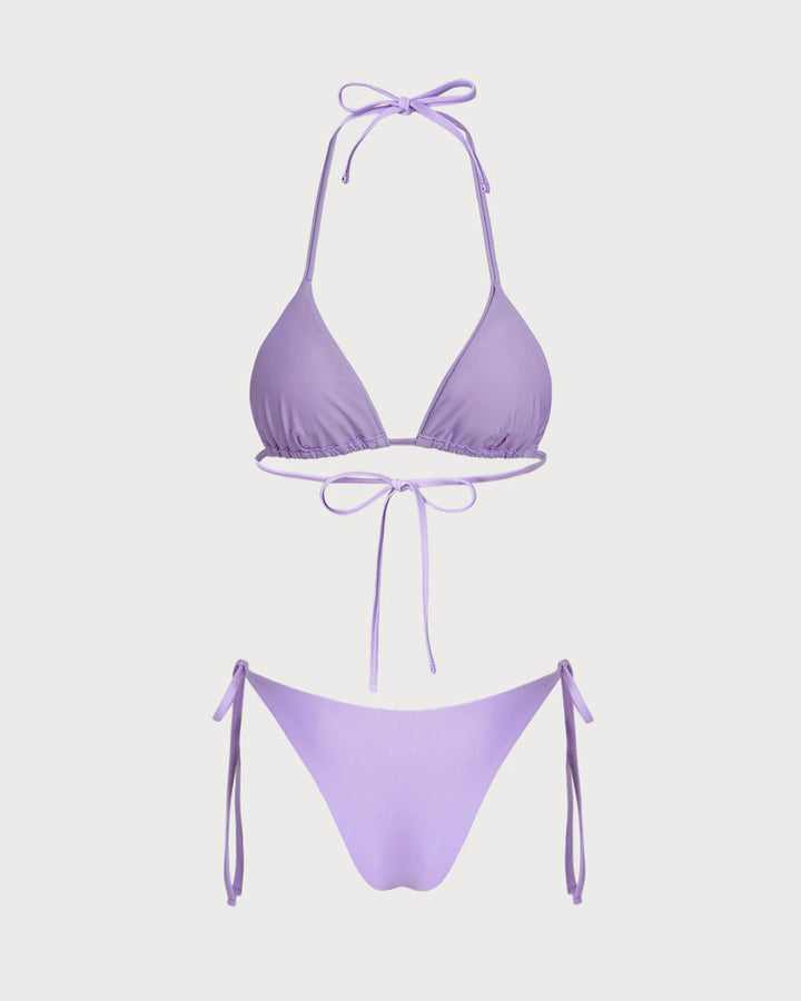 Ensemble de Bikini Triangle à Cordon Violet