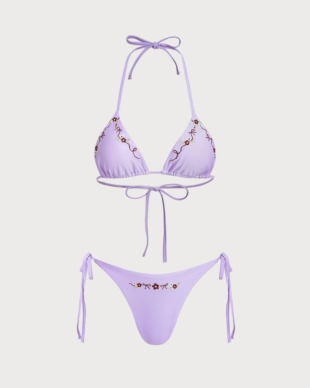 Ensemble de Bikini Triangle à Cordon Violet