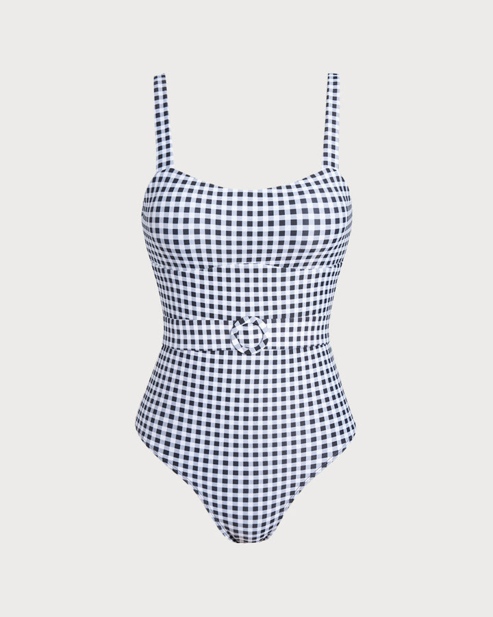 Maillot de bain une pièce à carreaux noirs