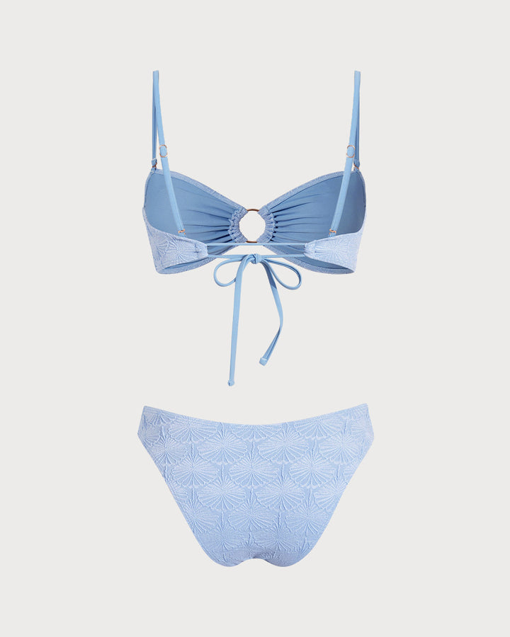 Ensembles de Bikini Découpés en Jacquard Bleu