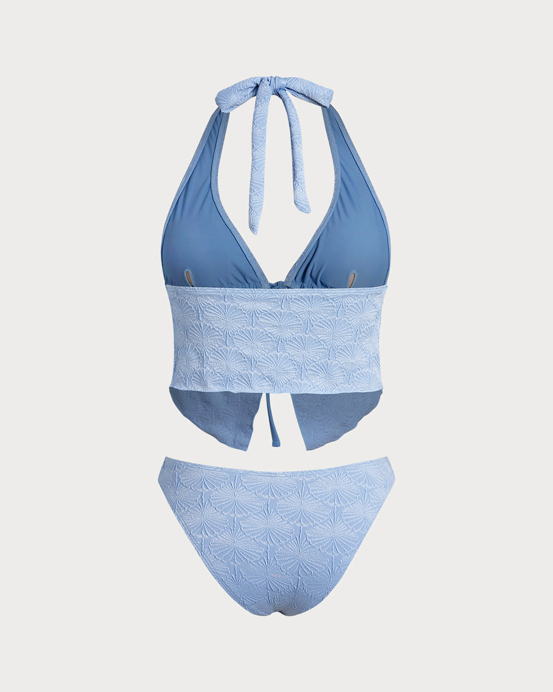 Ensemble de Tankini Tricoté Bleu Clair