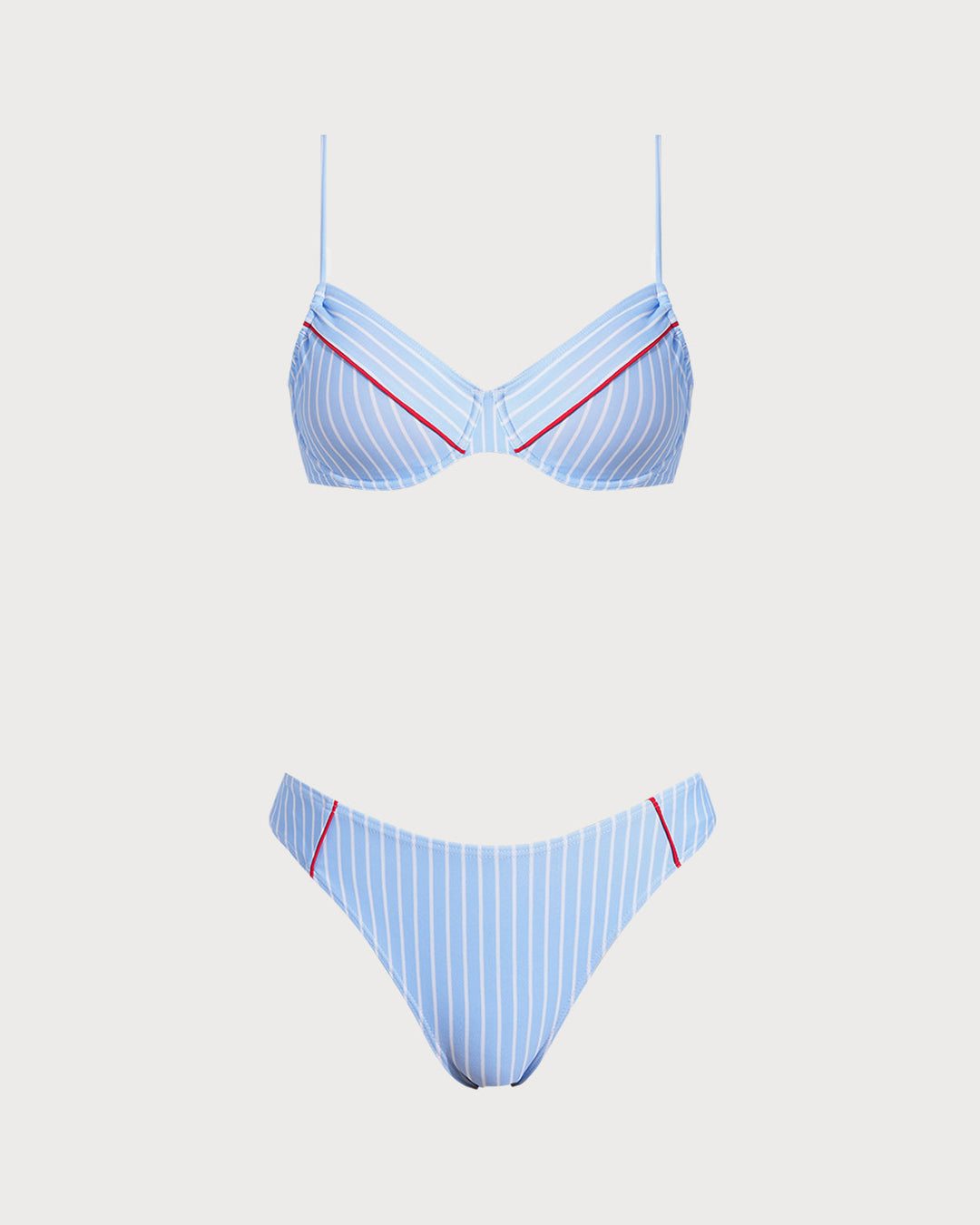 Ensemble de Bikini à Armatures Rayé Bleu