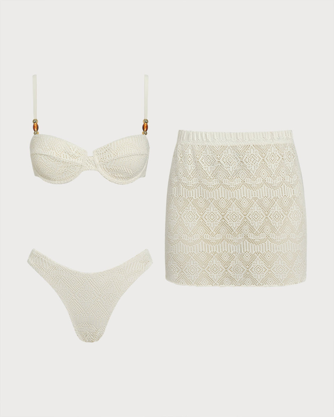 Ensemble Trois Pièces Texturé Blanc à Armatures