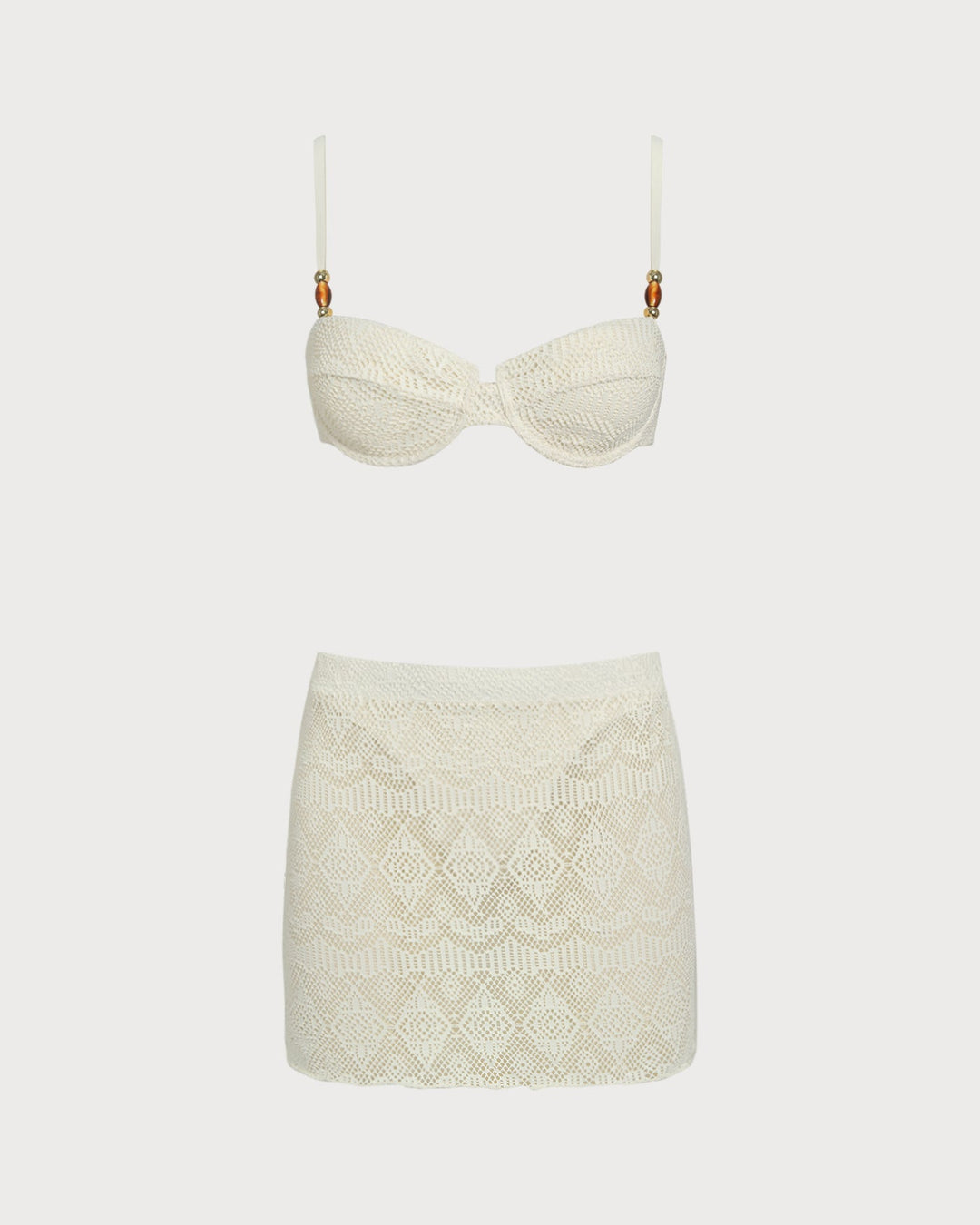 Ensemble Trois Pièces Texturé Blanc à Armatures