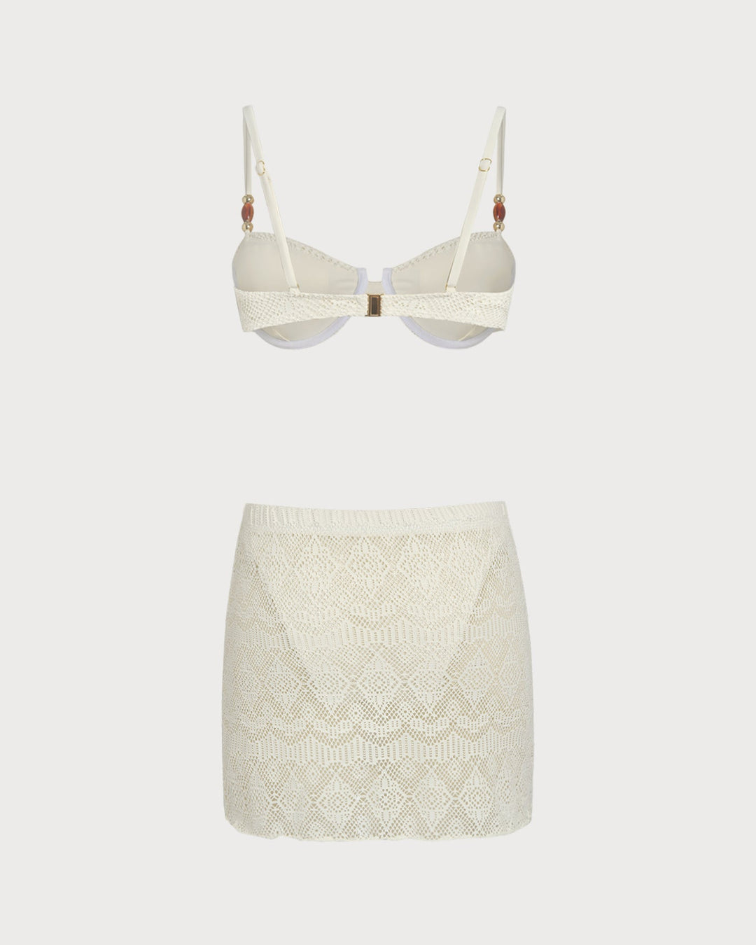 Ensemble Trois Pièces Texturé Blanc à Armatures