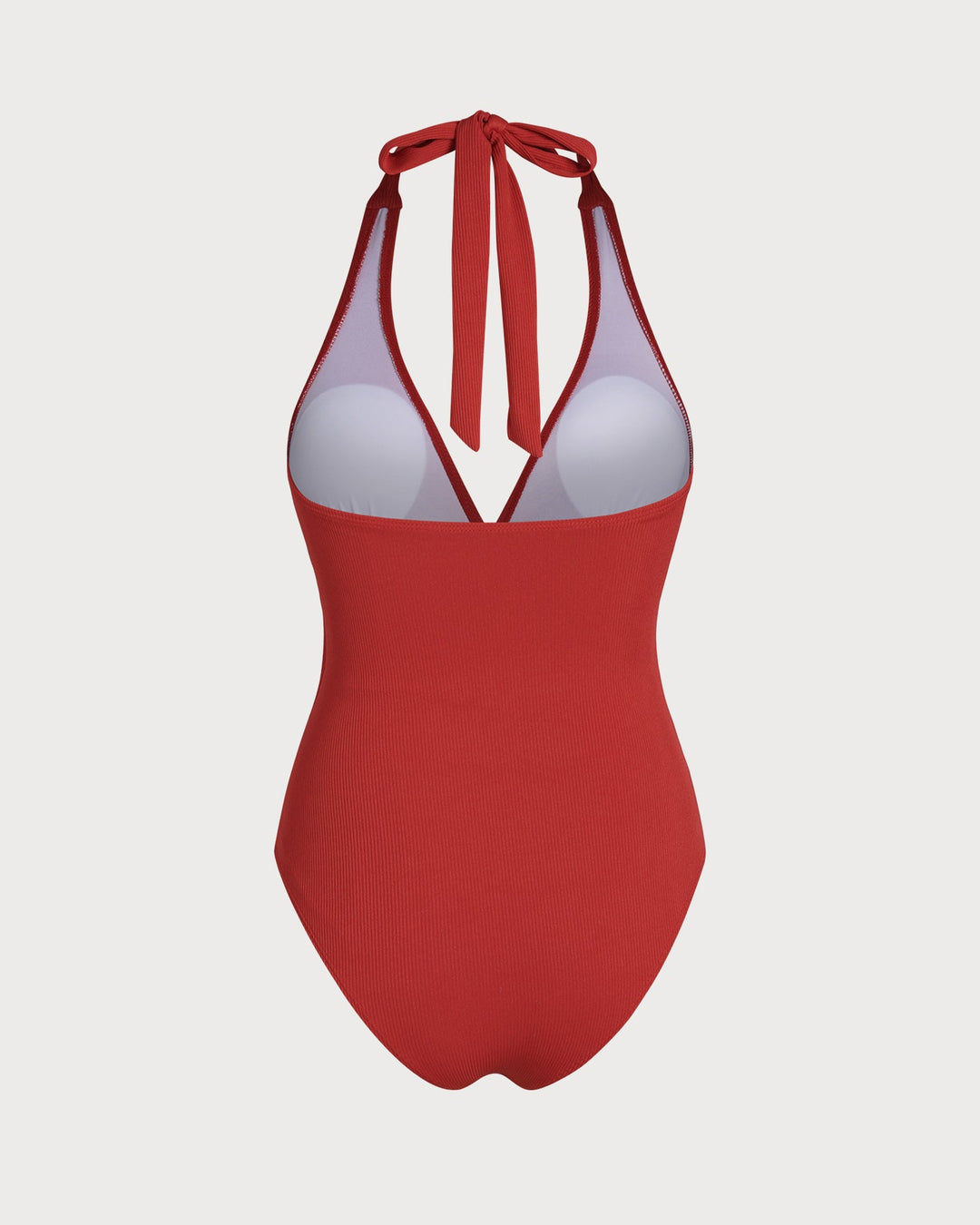 Maillot de bain une pièce triangle rouge à col halter