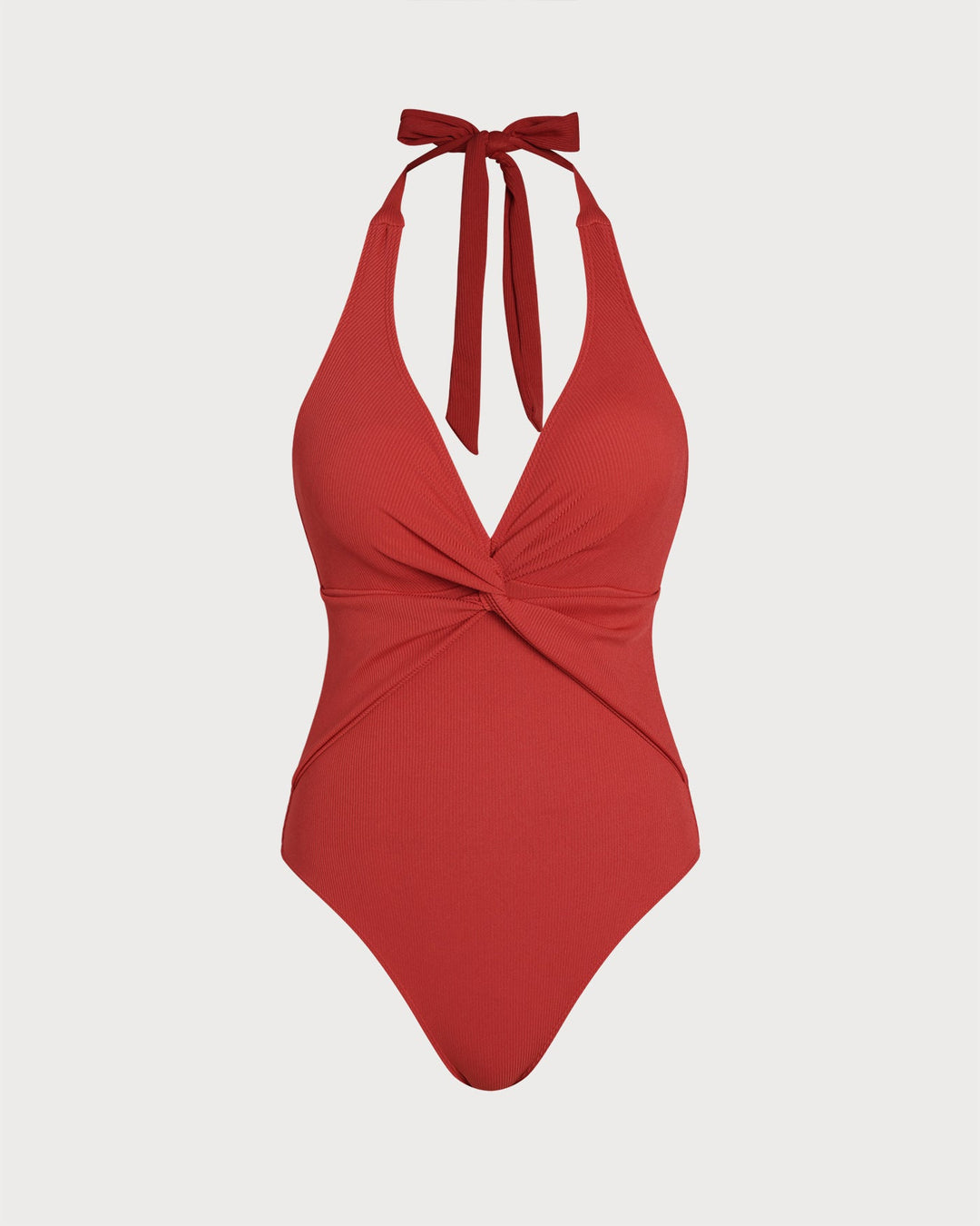 Maillot de bain une pièce triangle rouge à col halter