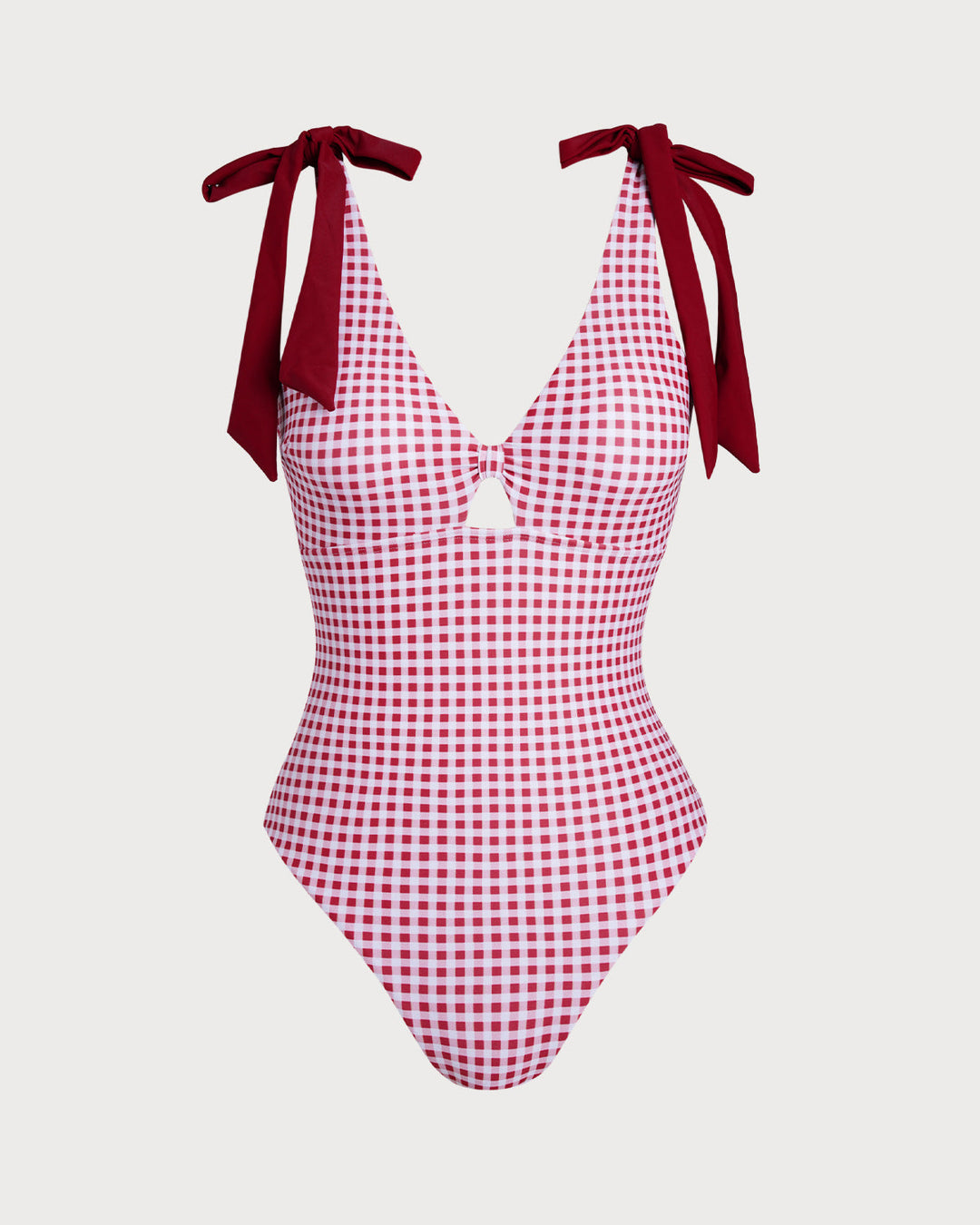 Maillot de bain une pièce à carreaux rouge vin