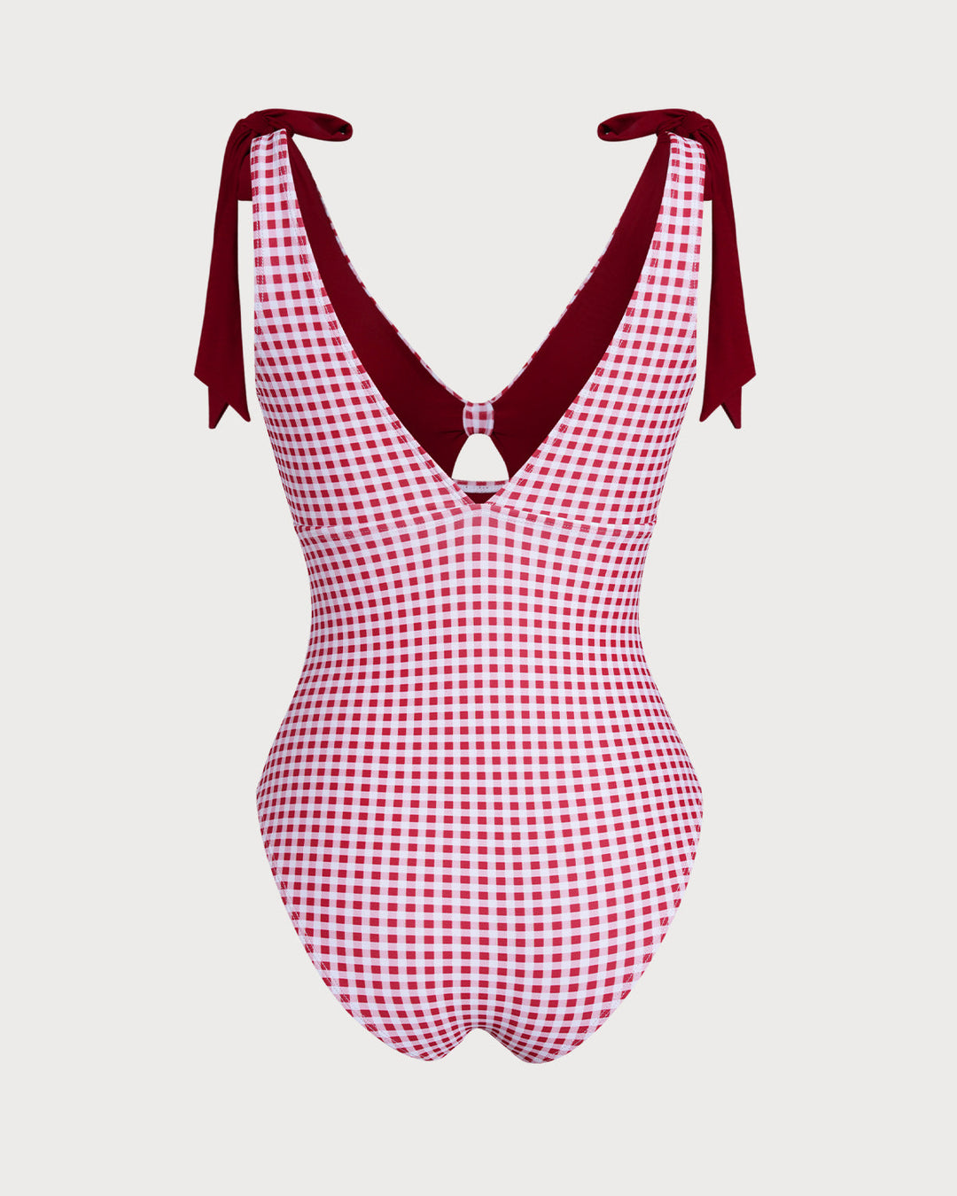 Maillot de bain une pièce à carreaux rouge vin