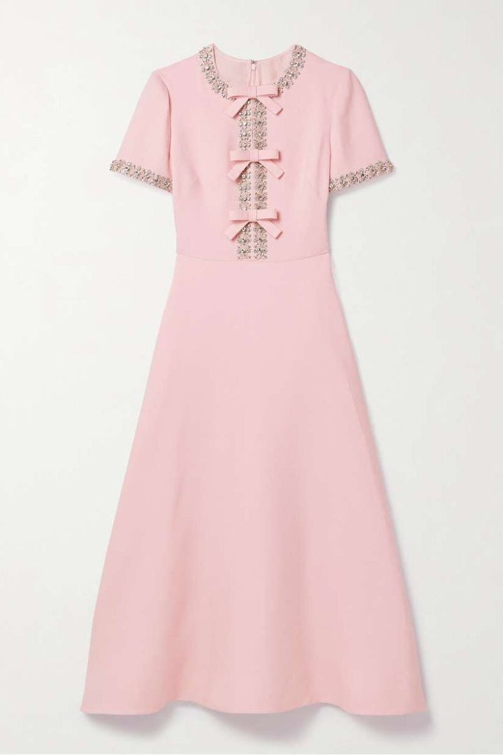 Aria™ | Robe Midi avec Détail de Nœud et Décorations en Cristal